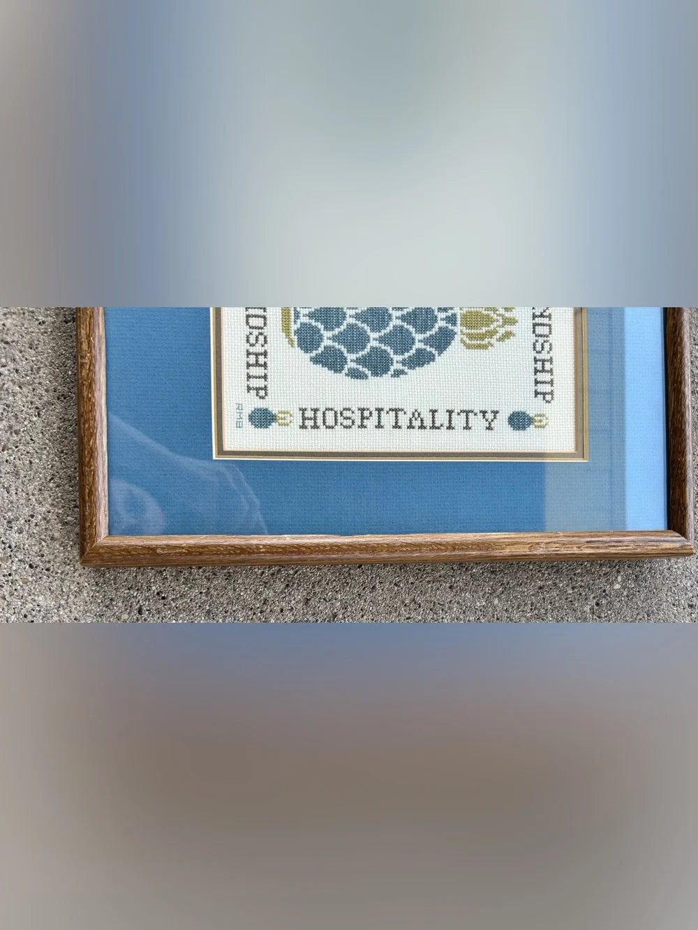Grandmillennial Framed Cross Stitch Hospitality Sign